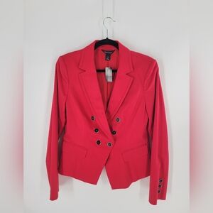 White House Black Market Red Double Breasted Blazer Jacket Womens Size 10 New